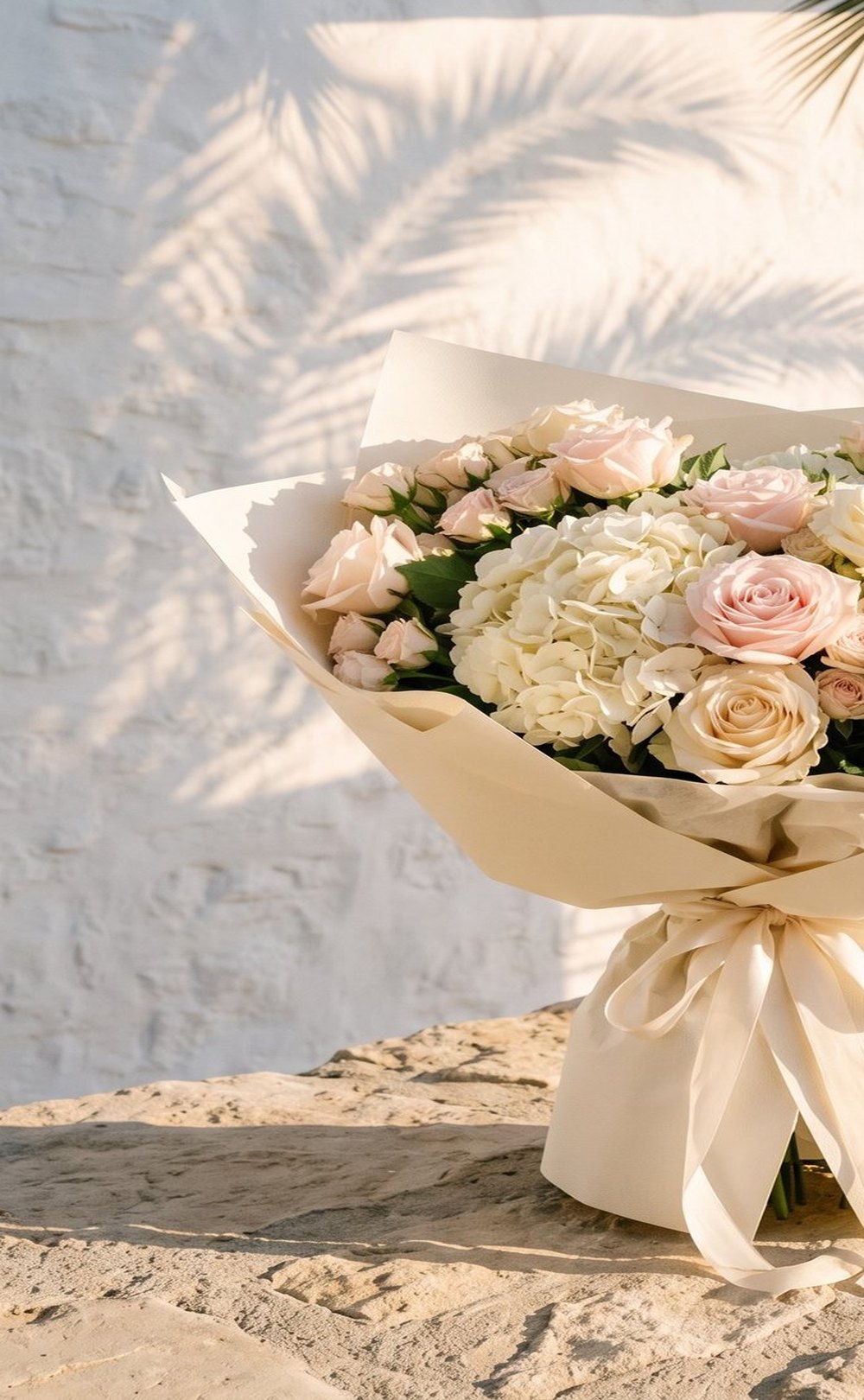 Strauß aus Rosen und Hortensien